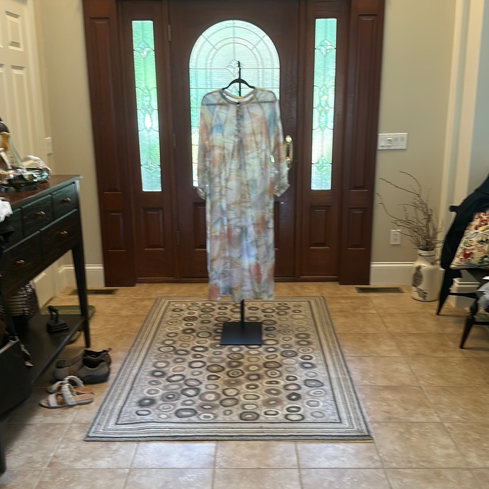 CALME by JOHNNY WAS Marble Kaftan Maxi  SMALL Dress Cotton Silk Blend - Picture 3 of 11